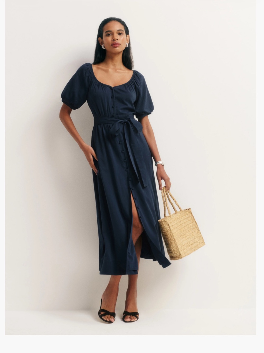 Reformation Roland Midi Dress- Midnight Blue Size S